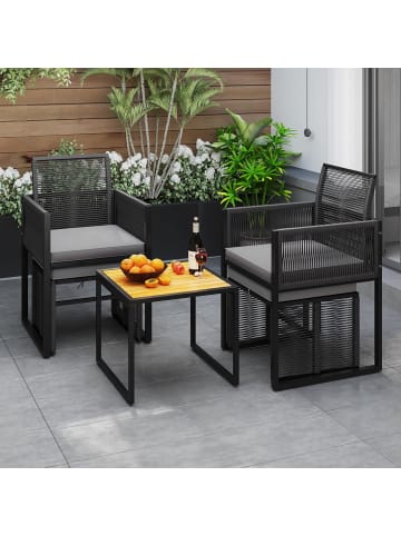 COSTWAY 5 tlg. Gartenmöbel Set PE-Rattan in Grau