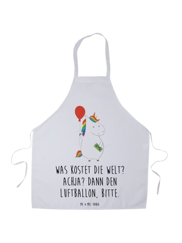 Mr. & Mrs. Panda Schürze Einhorn Luftballon mit Spruch in Weiß