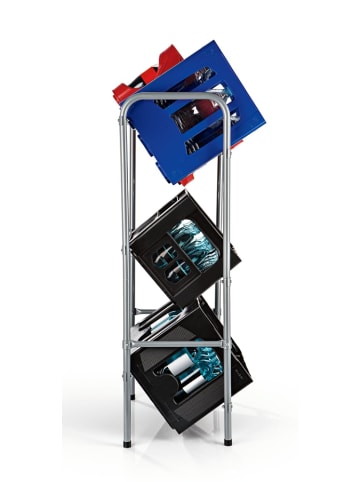 EASYmaxx Getränkekisten-Regal Metall 110x50x33cm silber für 3 Kisten Silber