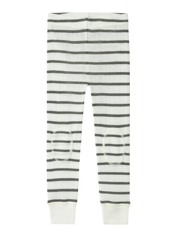 name it Leggings NMMWANG WOOL NEEDLE LONGJOHN in snow white/stripesmulled basil