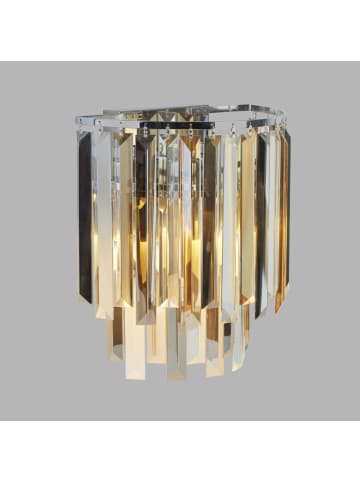 Licht-Erlebnisse Wandlampe (B)29 x (H)28 cm in Chrom Rauchgrau Bernstein Klar/Transparent