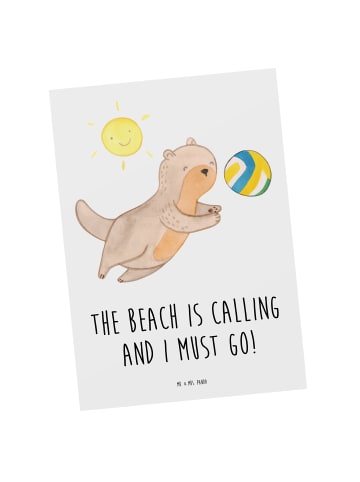 Mr. & Mrs. Panda Postkarte Sommer Meer Strand mit Spruch in Weiß