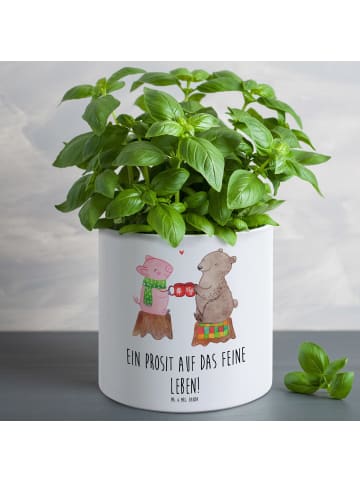 Mr. & Mrs. Panda Blumentopf Glühschwein Sause mit Spruch in Weiß