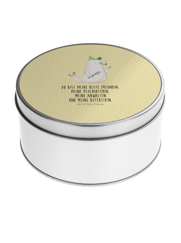 Mr. & Mrs. Panda Keksdose Robbe Sherlock mit Spruch in Gelb Pastell