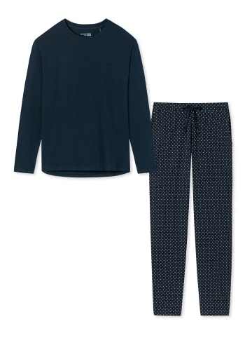 Schiesser Schlafanzug Cotton in Blau gepunktet / Dunkelblau