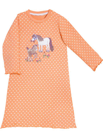 Erwin Müller Single-Jersey Kinder-Nachthemd in aprikot/weiß