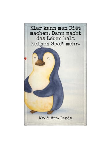 Mr. & Mrs. Panda Handtuch Pinguin Diät Design mit Spruch in Weiß