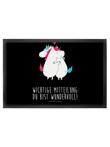 Mr. & Mrs. Panda Fußmatte Einhorn Mitteilung mit Spruch in Schwarz