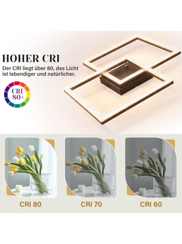 ZMH Deckenleuchte LED in Schwarz 24W 2-flammige eckig Kristall 3000K Warmweiß