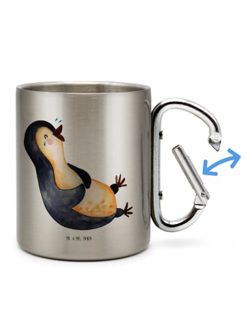 Mr. & Mrs. Panda Trinkbecher Edelstahl Pinguin Lachen ohne Spruch in Silber