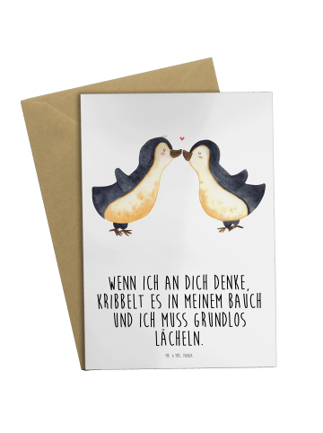 Mr. & Mrs. Panda neujahrskarte Pinguine Kuss mit Spruch in Weiß