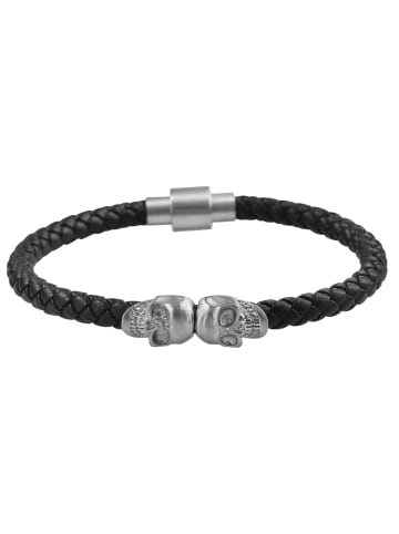 Adeliás Unisex Armband – Armreif aus Leder Ø 6,0 cm cm in schwarz