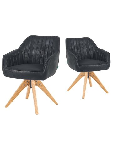 DUBI Möbel 2er-Set: Drehstuhl Mika-Finn in Schwarz - (B)60 x (H)82 x  (T)61 cm