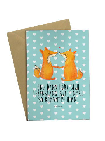 Mr. & Mrs. Panda babykarte Füchse Liebe mit Spruch in Türkis Pastell