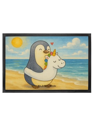 Mr. & Mrs. Panda Fußmatte Pinguin Schwimmring Design ohne Spruch in Weiß