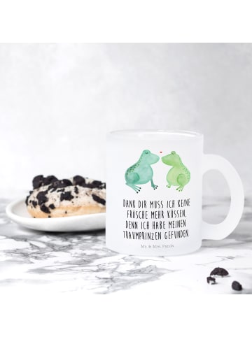 Mr. & Mrs. Panda Glas Frosch Liebe mit Spruch in Transparent