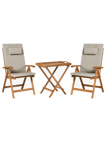 Beliani 3-tlg Bistro Set JAVA PREMIUIM in Braun/Beige