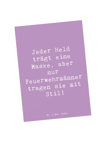 Mr. & Mrs. Panda Postkarte Spruch Stilvolle Feuerwehrmann mit Sp... in Lavendeltraum