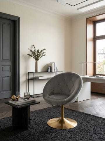 KADIMA DESIGN Loungesessel | 360° Drehbar, Samt, 67x80-100x62cm in Grau