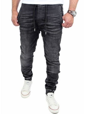 RESLAD Jeans Denim Jogginghose in schwarz