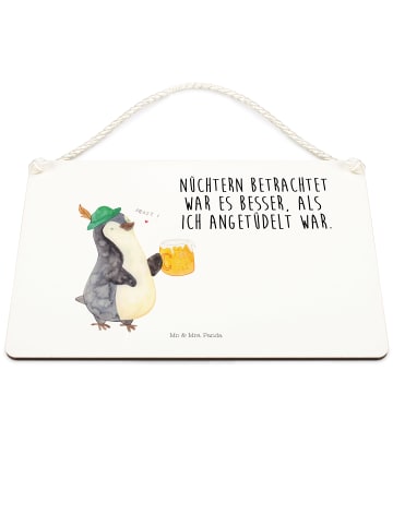 Mr. & Mrs. Panda Wanddekoration Pinguin Bier mit Spruch in Weiß