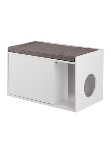 relaxdays Katzenschrank in Weiß/ Grau - (B)75 x (H)45,5 x (T)43 cm