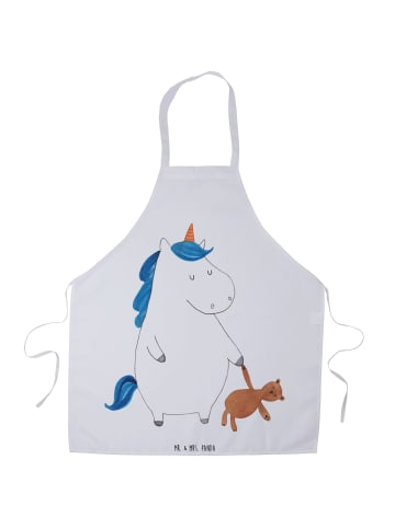 Mr. & Mrs. Panda Latzschürze Einhorn Teddy ohne Spruch in Weiß
