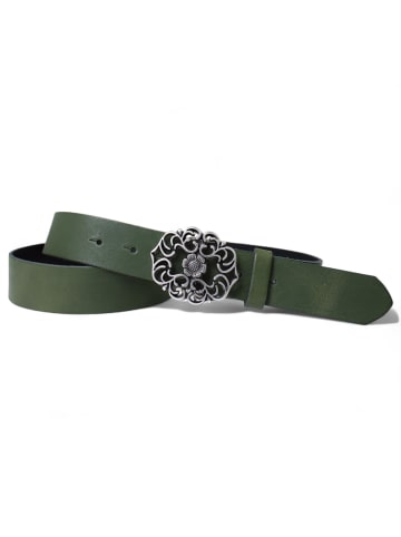 FRONHOFER Damengürtel Blumenschnalle in Khaki