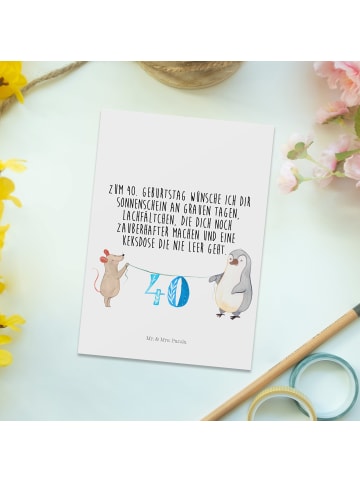 Mr. & Mrs. Panda Grußkarte 40. Geburtstag Maus Pinguin mit Spruch in Weiß