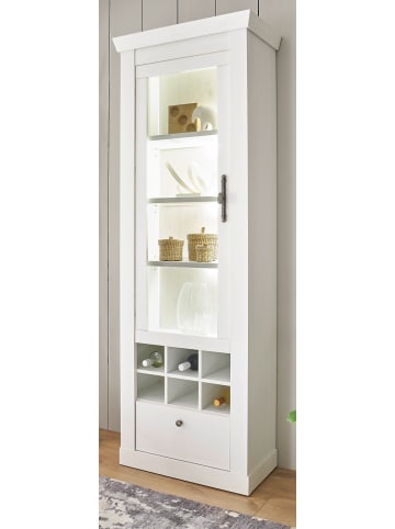 Furn.Design Vitrine weiß Pinie Landhaus, Vitrinenschrank 70 x 201 cm, Soft-Close-Funktion