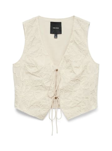 Vero Moda VMMILLIA SL EMBROIDERY WAISTCOAT in Oatmeal/W. Melange