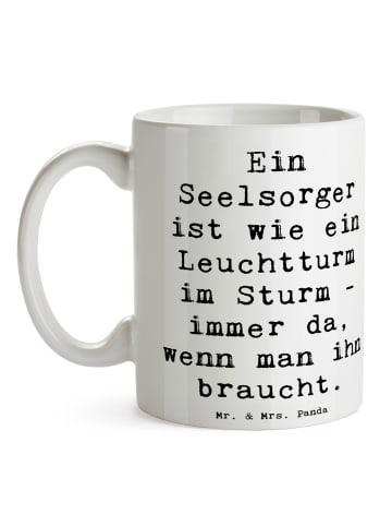 Mr. & Mrs. Panda Tasse Spruch Seelsorger Leuchtturm mit Spruch in Weiß