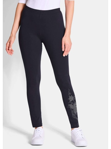 GOLDNER Kurzgröße: Bequeme Baumwoll-Leggings, 2-Stück in marine
