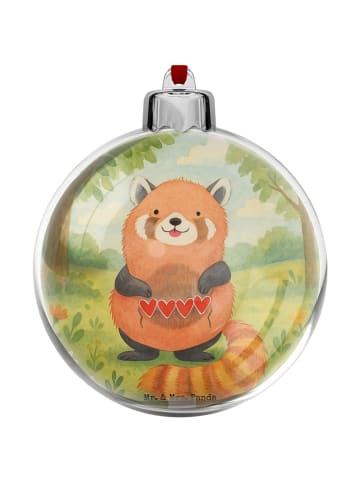 Mr. & Mrs. Panda Weihnachtskugel Roter Panda Design ohne Spruch in Weiß