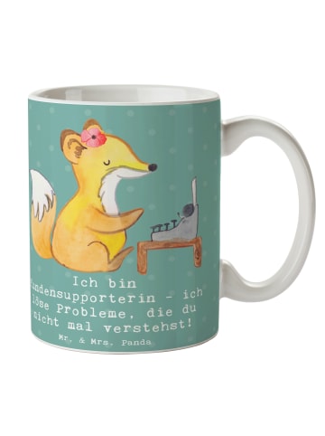 Mr. & Mrs. Panda Tasse Kundensupporterin Heldin mit Spruch in Meeresbrise