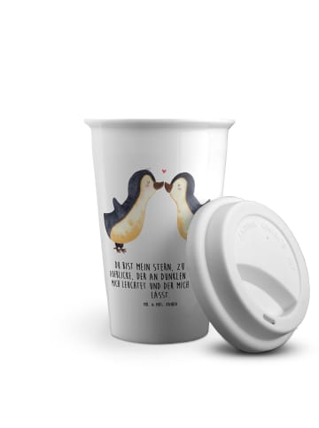 Mr. & Mrs. Panda ToGo Kaffeebecher Pinguin Liebe mit Spruch in Weiß