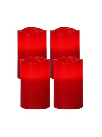 MARELIDA 4er LED Kerzenset in rot H: 12,5cm