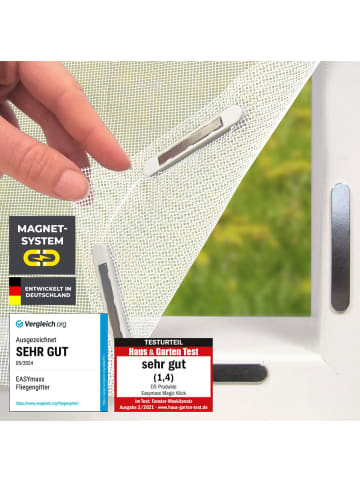 EASYmaxx Moskitonetz 4er-Set 150x180cm weiß 12 Magnetbefestigung für Fenster Transparent