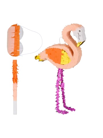 relaxdays 3-tlg. Pinata Set "Flamingo" in Bunt
