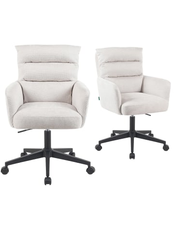 DUBI Möbel 2er-Set: Bürostuhl Mika-Riko in Creme - (B)60 x (H)92 x  (T)66 cm