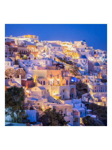 WALLART Leinwandbild - Santorini at night in Blau