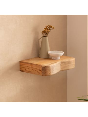 FineBuy Wandregal in Braun / Akazie / 40x20x8