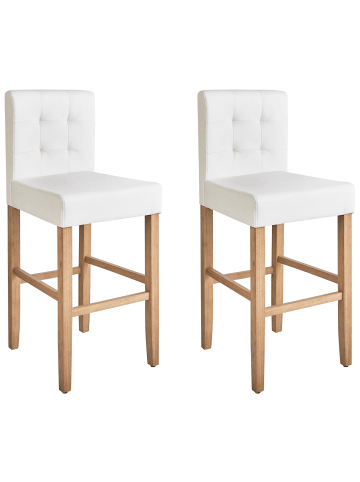Beliani 2-tlg Barhocker MADISON in Weiß/Braun