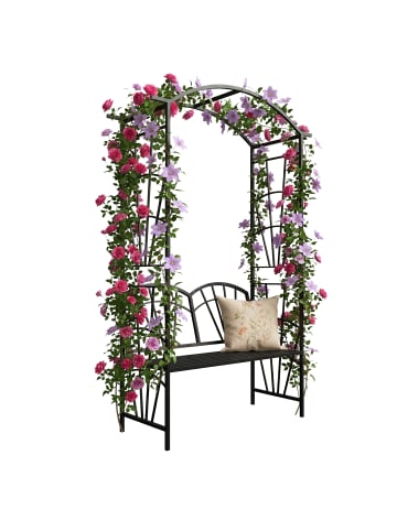 relaxdays Rosenbogen in Schwarz - (B)134 x (H)210 x (T)48 cm