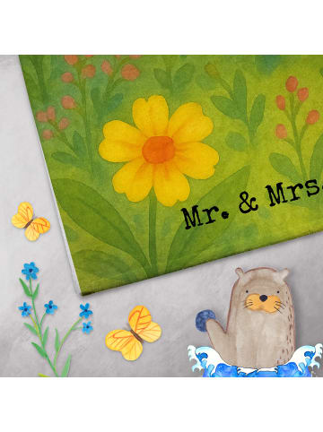 Mr. & Mrs. Panda Gästehandtücher Biene Blume Design ohne Spruch in Weiß