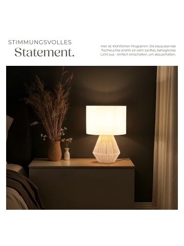 tectake Tischleuchte Lignea Lux aus Jute im Boho-Stil, 60W
