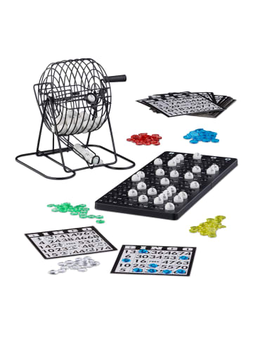 relaxdays Bingo Spiel mit Metalltrommel in Schwarz