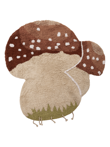 Beliani Kinderteppich TOADSTOOL in Beige/Braun/Grün - (W) 100 x (L) 100 cm