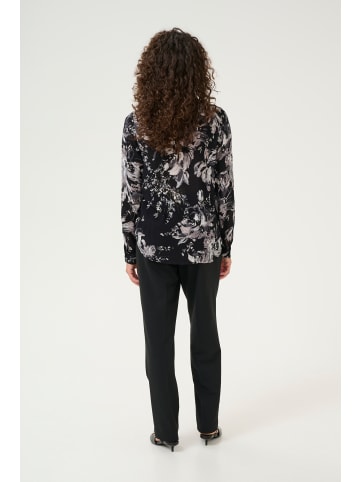 Kaffe Langarm-Bluse KAamber in Black/White Painted Flower
