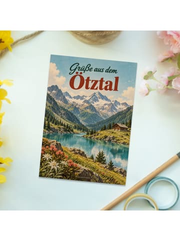 Postkarte Alpenlandschaft nostalgisch Design mi... in Weiß